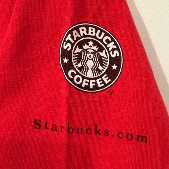 RARE Starbucks Size XL Vintage Red Shirt Christmas Blend OLD LOGO Top - Picture 4 of 6